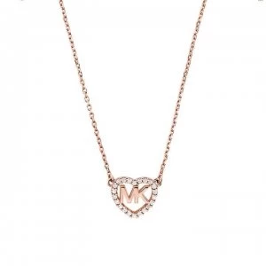 Image of Michael Kors Logo Heart Necklace - Rose Gold