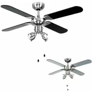 Image of Minisun - Chrome 42 Ceiling Fan + Spot Lights & Blackilver Reversible Blades + Remote Control