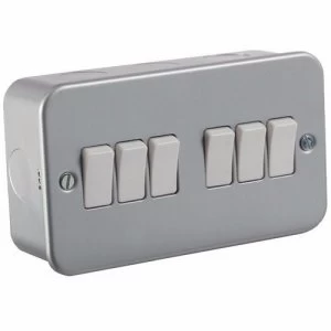 Image of KnightsBridge 10A 6G 2 Way 230V Metal Clad Electric Wall Plate Switch