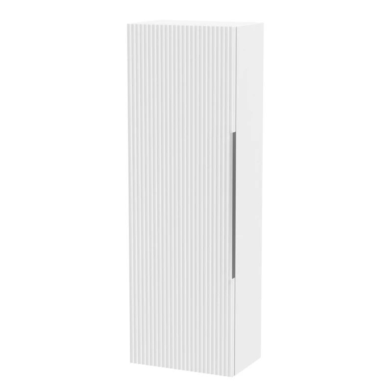 Image of Balterley Fluted 400mm Tall Wall Hung Storage Unit with Single Soft Close Door - White White Unisex