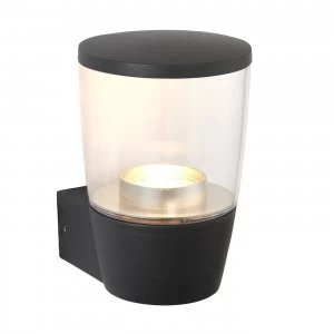 Image of 1 Light Outdoor Wall Light Clear Polycarbonate, Dark Matt Anthracite Paint IP44, GU10