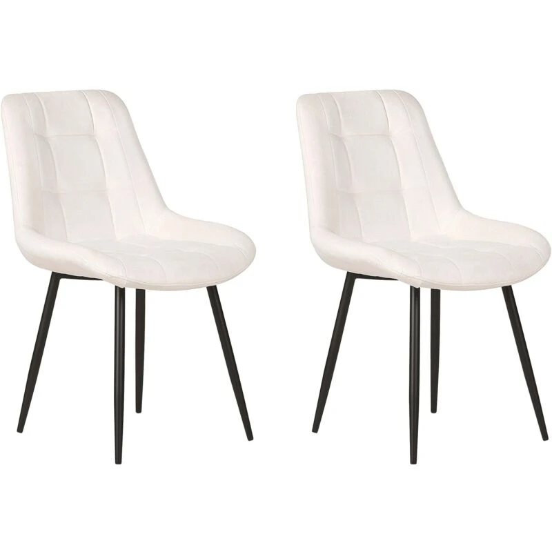 Image of Beliani Set Of 2 Dining Chairs Melrose Velvet Off-White