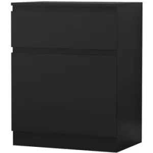 Image of Narvik Modern 1 Door 1 Drawer Multi-Storage Unit - Matt Black - Black
