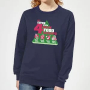 Image of Elf Food Groups Womens Christmas Sweatshirt - Navy - M