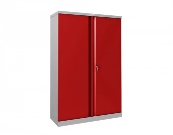 Image of SCL Series SCL1491GRK 2 Door 3 Shelf Steel Storage Cupboard Grey Body & Red Doors with Key Lock