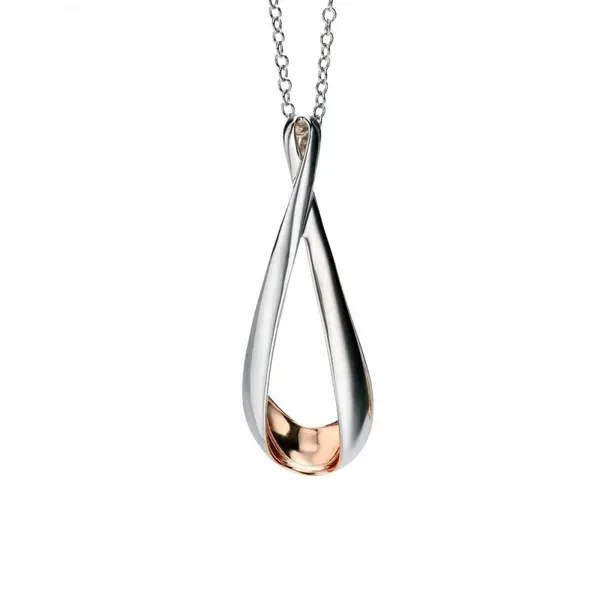 Image of Fiorelli Silver Rose Gold Plated Folded Detail Pendant P4323