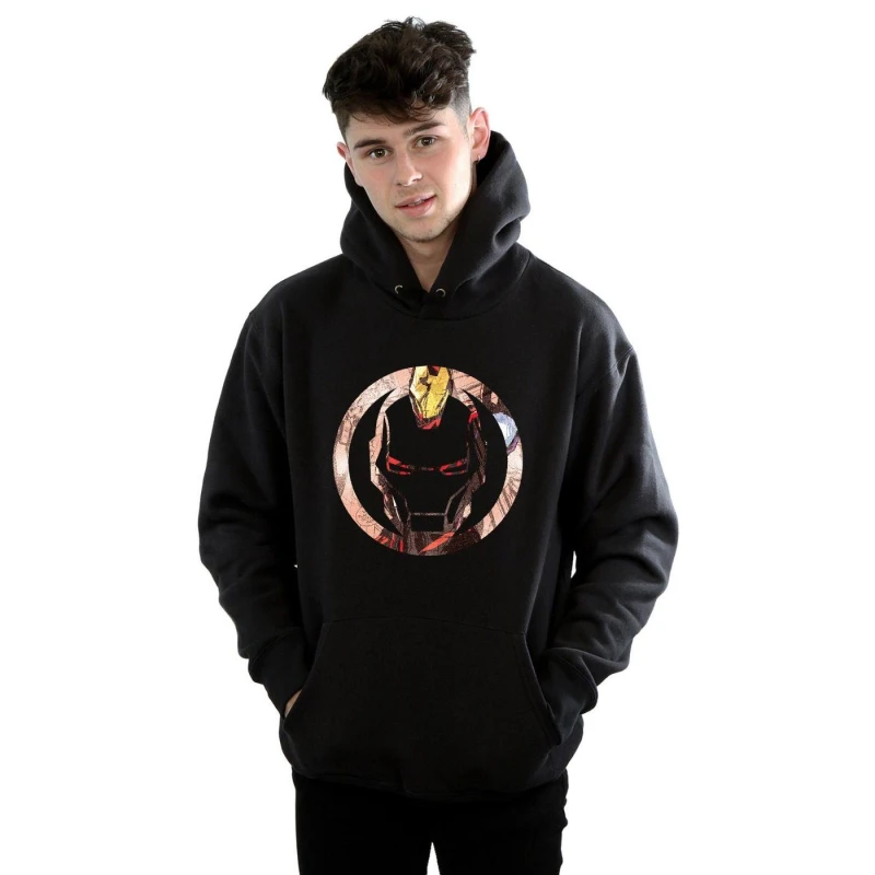 Image of Marvel Marvel Men Iron Man Montage Symbol Hoodie in Black Size: Small Black S Male 5057245799836