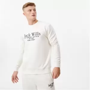 Image of Jack Wills Belvue Graphic Logo Crew Neck Sweatshirt - Beige