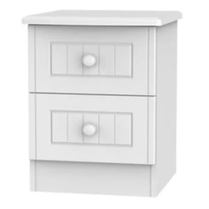 Image of Warwick White Matt 2 Drawer Bedside chest (H)505mm (W)395mm (D)415mm