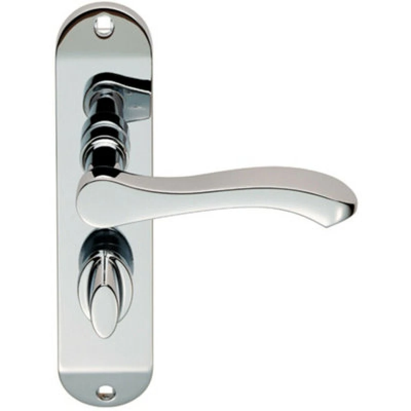 Image of Loops PAIR Scroll Lever Door Handle on Bathroom Backplate 180 x 40mm Polished Chrome Multi