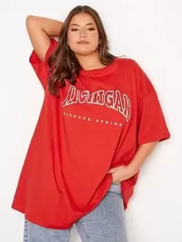 Image of Yours Oversized 'la' Tunic. Tomato Red, Red, Size 18, Women