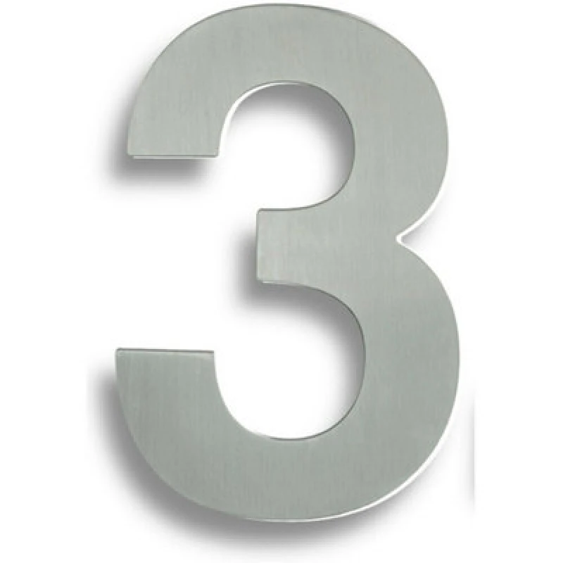 Image of Loops 178mm Front Door Numerals '3' 150mm Fixing Centres Satin Stainless Steel Metallics