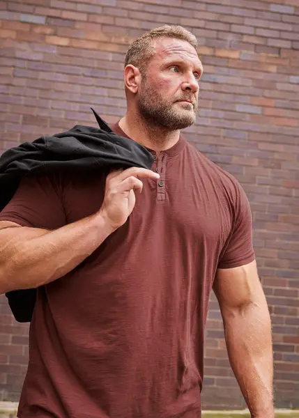 Image of BadRhino Y Neck Slub T-Shirt Red