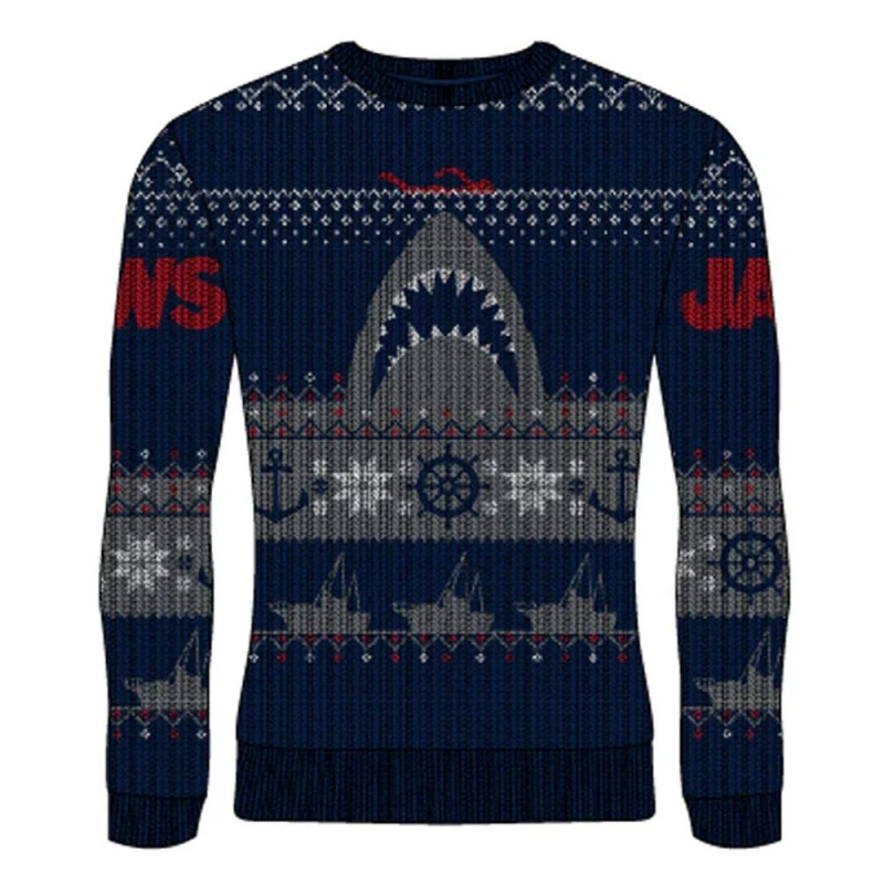 Image of Jaws Mens Quint's Shark Fishing Sweatshirt in Navy Size: Small Navy Male S
