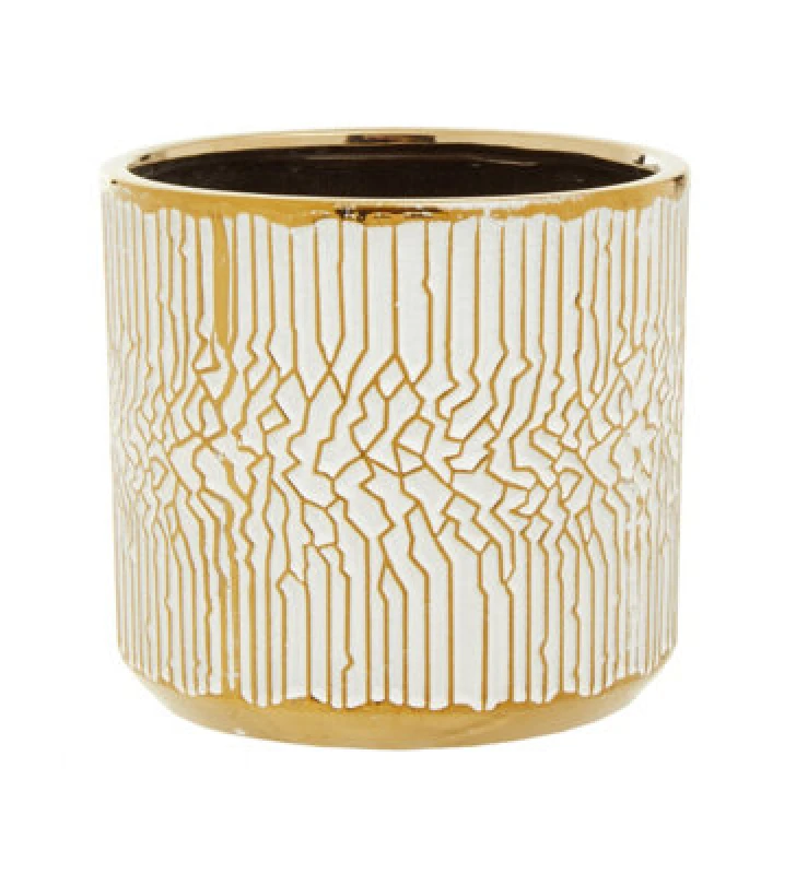 Image of Orsina Honna Small White Gold Ceramic Planter
