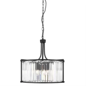 Image of Victoria 5 Light Round Pendant Matt Black, with Glass, E27