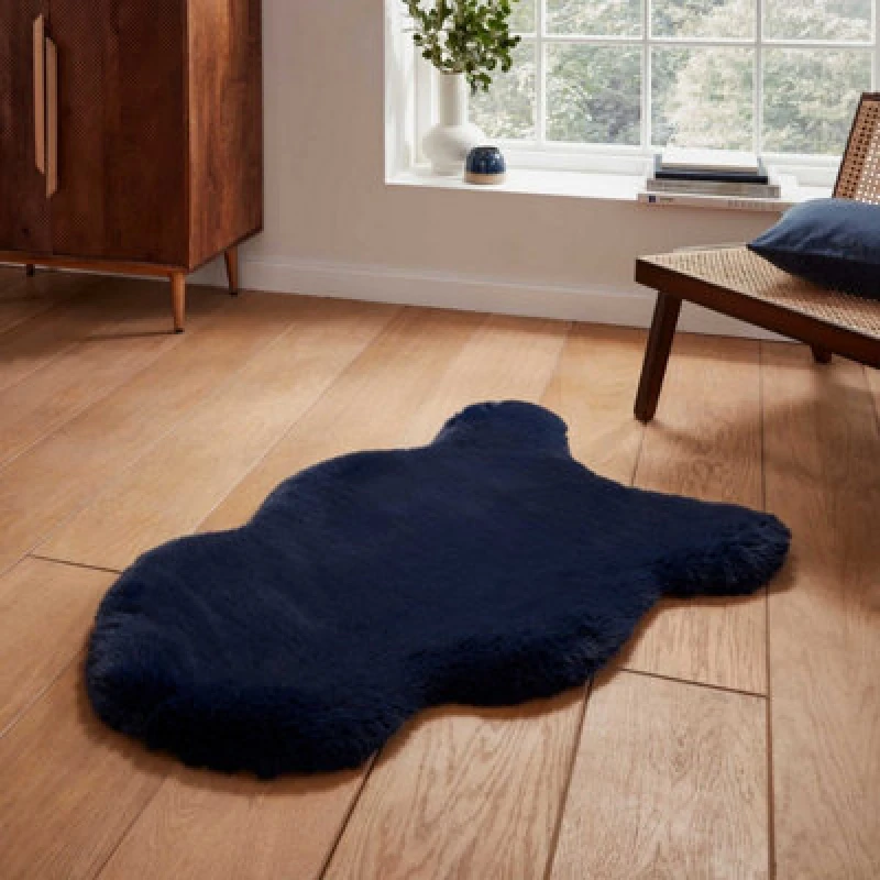 Image of Super Teddy Sheepskin Rug navy blue