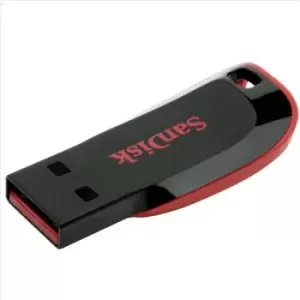 Image of SanDisk Cruzer Blade. Capacity: 128GB Device interface: USB Type-A USB version: 2.0. Form factor: Capless. Weight: 2.5 g. Product colour: Black Red