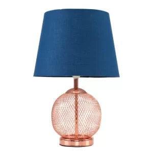 Image of Regina Touch Table Lamp with Navy Blue Tapered Shade
