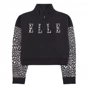 Image of Elle Elle Cheetah quarter Zip JG12 - Black