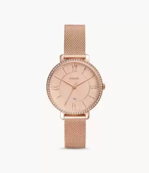 Image of Fossil Women Jacqueline Three-Hand Date Rose Gold-Tone Stainless Steel Watch