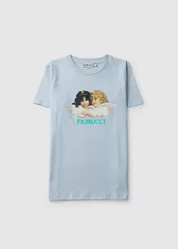 Image of Fiorucci Womens Vintage Angels T-Shirt In Pale Blue