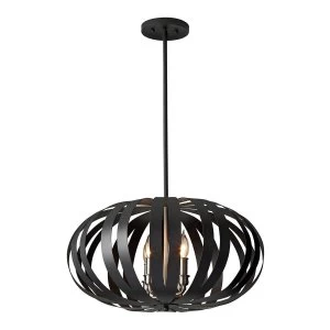 Image of 4 Light Medium Spherical Cage Ceiling Chandelier Pendant Light Black, E14