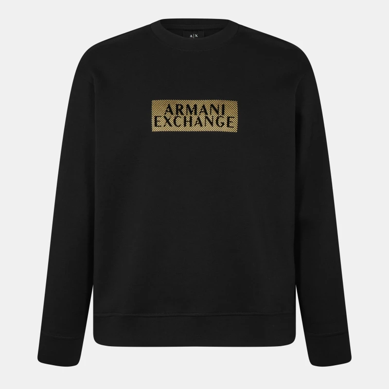 Image of Armani Exchange Mens Crew Sweatshirt Crew Sweaters S Black 52200503350
