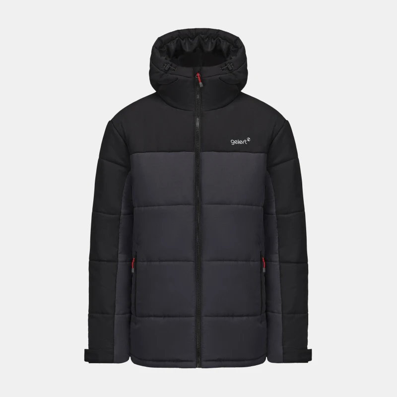 Image of Gelert Mens Hooded Long Sleeve Insulated Puffer Jacket Grey/Black male S