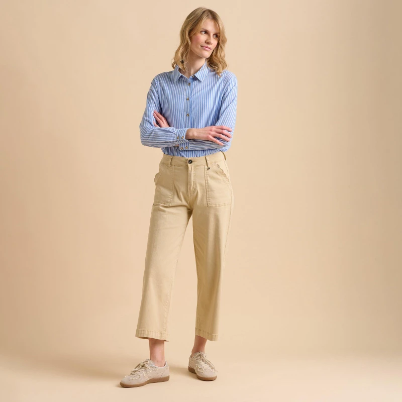 Image of Brakeburn Ankle Crop Wide Leg Trousers Stone female 14