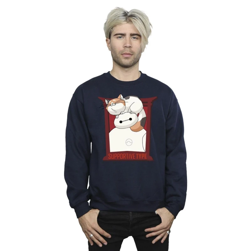 Image of Disney Men Big Hero 6 Baymax Frame Support Sweatshirt in Navy Size: Small Navy S Male 5059934886643