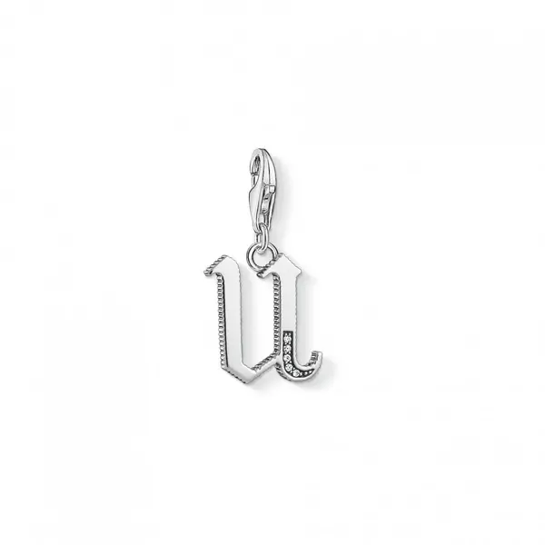 Image of Thomas Sabo Charm Club Thomas Sabo Silver Zirconia Vintage U Letter Ch