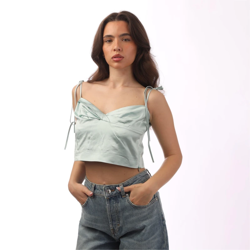 Image of Off White Womens Cut Out Design Top Blue female 6 (2XS)