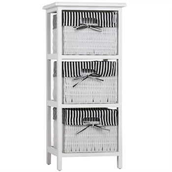 Image of Storage Unit Basket Chest of Drawers Wicker Bathroom Furniture Shelf Cabinet Black - White