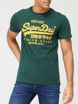 Image of Superdry Vintage Label Off Piste T-Shirt - Green Size M Men