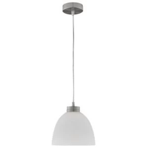 Image of Berlin Opal Glass White Chrome Effect Pendant Ceiling Light
