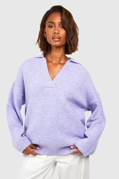 Image of Soft Knit Overszied Polo Collar Jumper