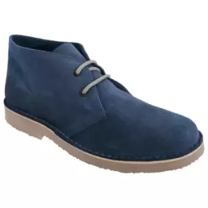 Image of Roamers Mens Real Suede Round Toe Unlined Desert Boots (8 UK) (Navy)