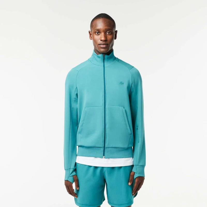Image of Lacoste High Neck Zip-Up Sweatshirt - Green Green XS