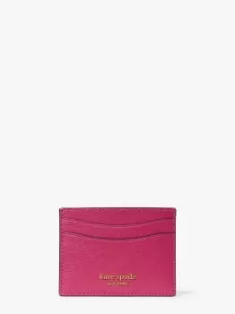 Image of Kate Spade Morgan Saffiano Leather Card Holder, Plum Liqueur, One Size