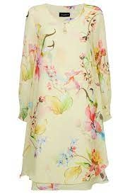Image of James Lakeland Royal Long Sleeve Floral Print Wave Hem Dress - 8