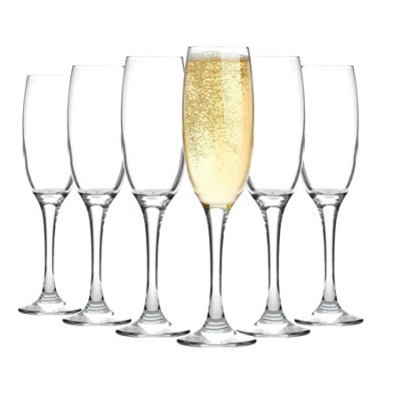 Image of LAV Venue Glass Champagne Flutes - 220ml - Clear - Pack of 6 Clear unisex