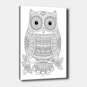 Image of MANDALA99 White Black Decorative Canvas Painting