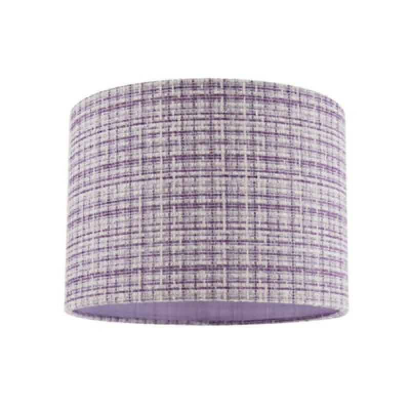 Image of Happy Homewares Cross Hatch Design Textured Linen Fabric Lamp Shade In Lilac And White