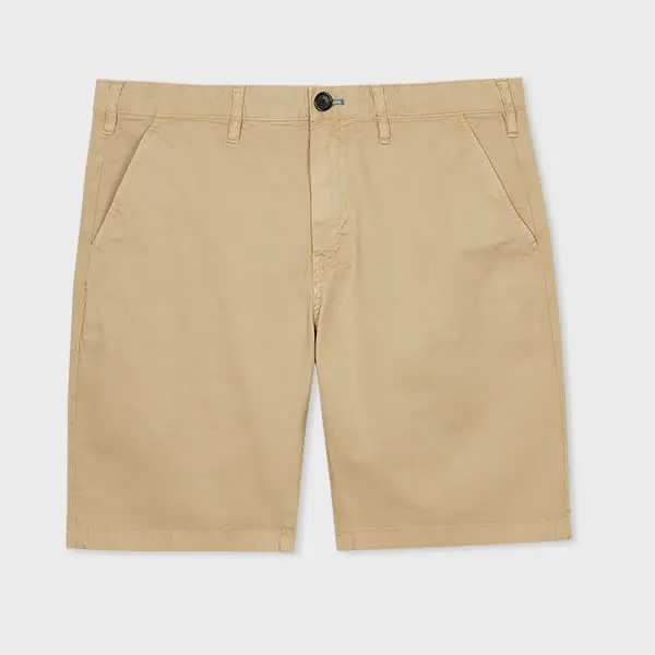 Image of Paul Smith Sand Cotton-Twill 'Broad Stripe Zebra' Shorts Brown