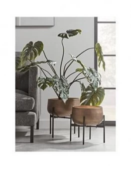 Image of Cox & Cox Set Of 2 Soft Gold Standing Planters