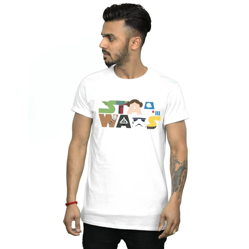 Image of Star Wars Star Wars Men Character Logo T-Shirt in White Size: Small White S Male 5059308832009
