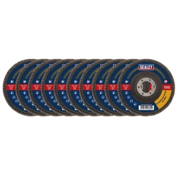 Image of FD115EMIX Assorted Grit Flap Discs Aluminium Oxide 115mm 22mm Bore - Pack of 10 - Sealey