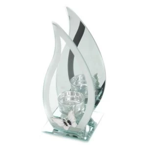 Image of Hestia Mirror Glass Single Tealight Holder - Flame Shape