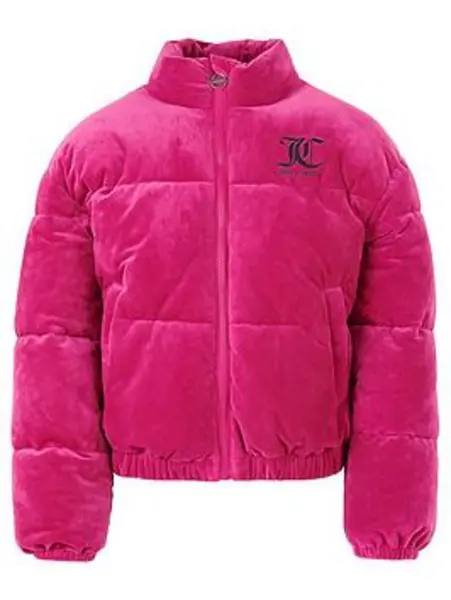 Image of JUICY COUTURE Girls Velour Puffer Jacket - Size 8 - 9 Years